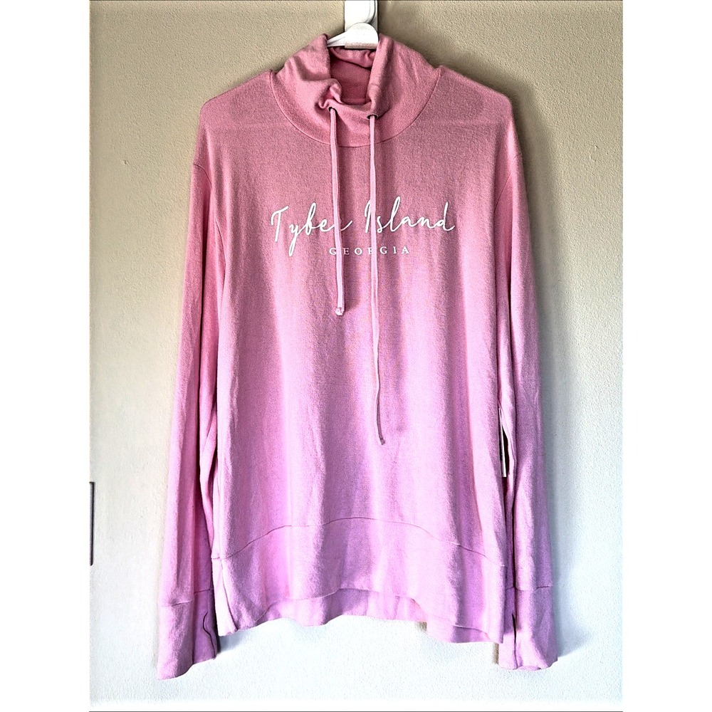 Ragwear Pink Pullover Turtleneck TYBEE ISLAND GEORGIA Souvenir Sweater Shirt XXL